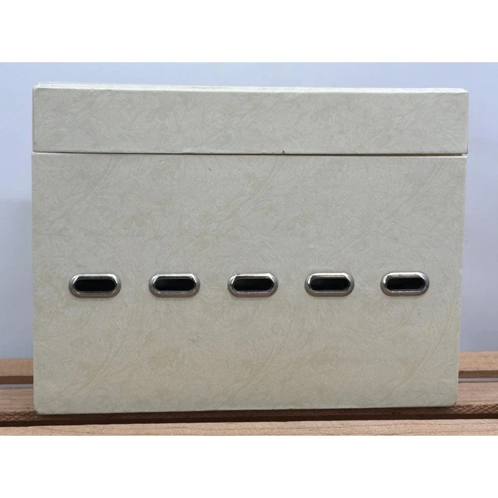 Vintage Style Cream Damask Ribbon‎ Organizer Box 5 Grommet Dispenser & 11 Rolls